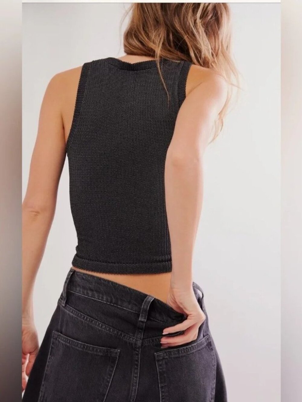 Free People Clean Slate Tank Top Size Medium NWT Black - Picture 2 of 4